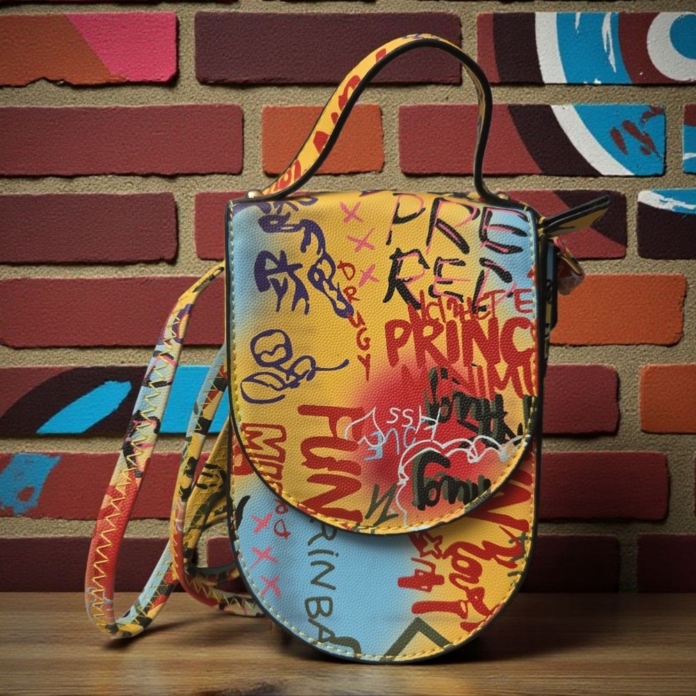 Le Miel Graffiti Print Crossbody Bag